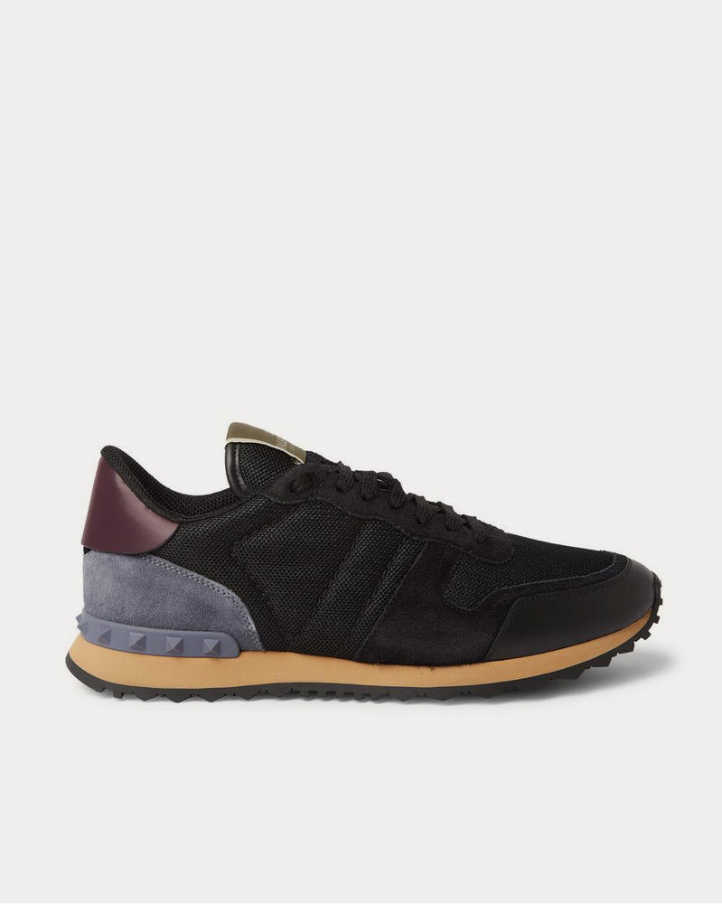 Valentino Rockrunner Mesh, Leather and Suede  Black low top sneakers - 1