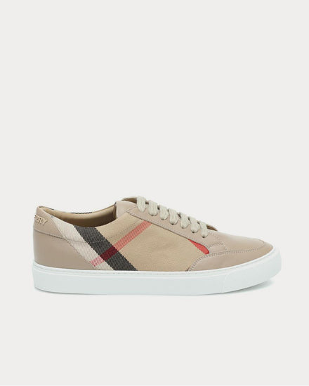 Burberry Salmond leather and cotton Tan Low Top Sneakers - 1