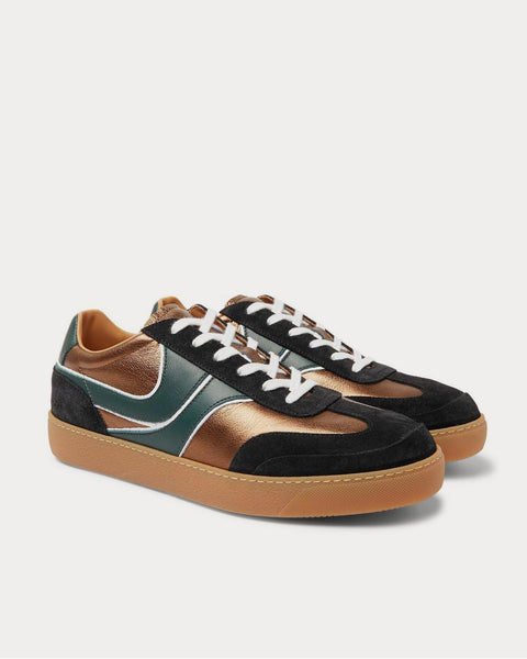 Panelled Suede and Leather  Brown low top sneakers