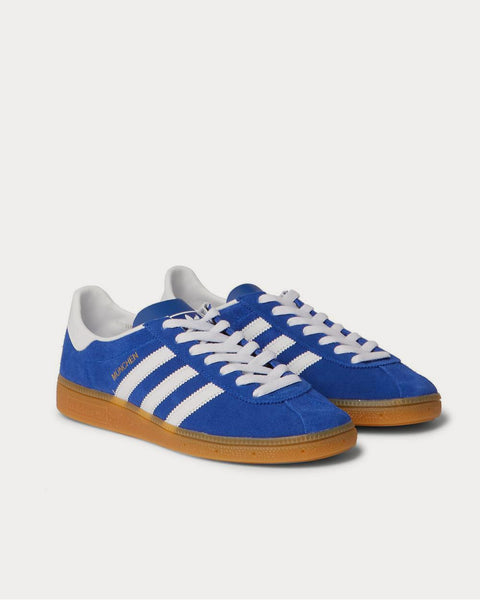 München Leather-Trimmed Brushed-Suede  Blue low top sneakers