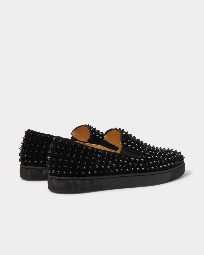 Christian Louboutin Roller-Boat Spiked Suede Slip-On  Black slip on sneakers - 3