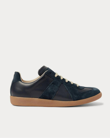 Maison Margiela Replica Suede and Leather  Navy low top sneakers - 1