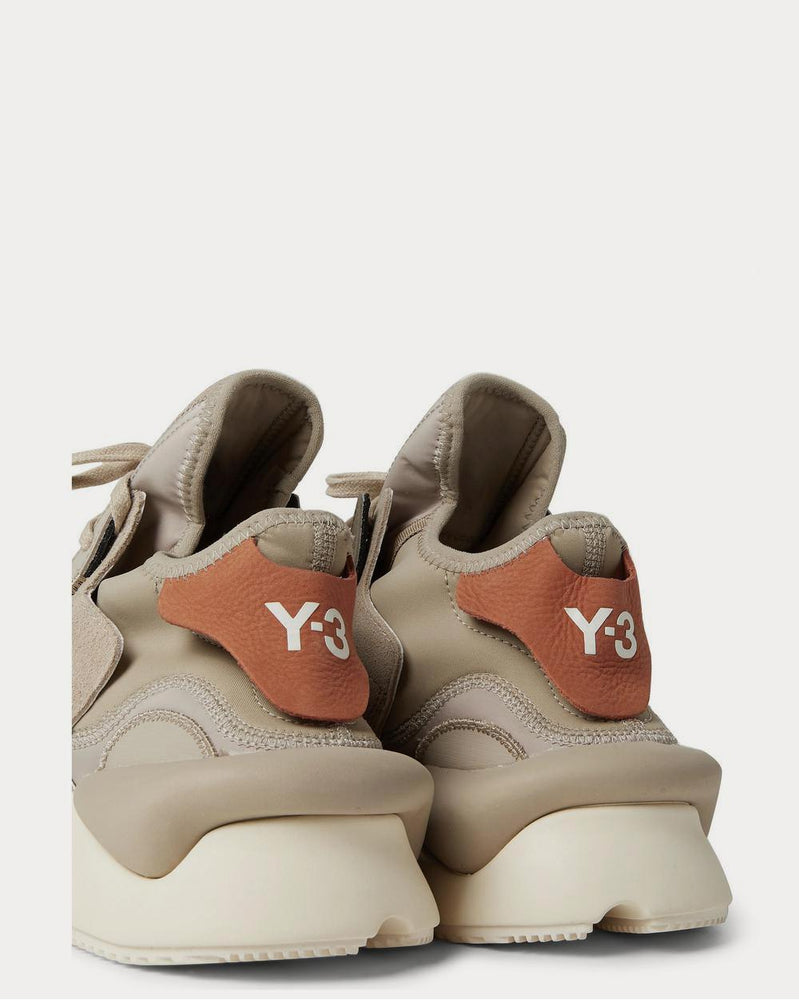 Y-3 Kaiwa Leather-Trimmed Suede and Neoprene  Taupe low top sneakers - 4