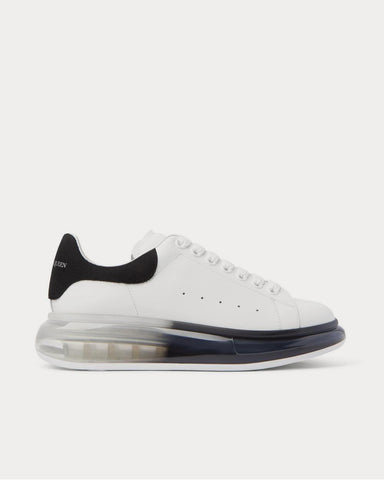 Alexander McQueen Exaggerated-Sole Suede-Trimmed Leather  White low top sneakers