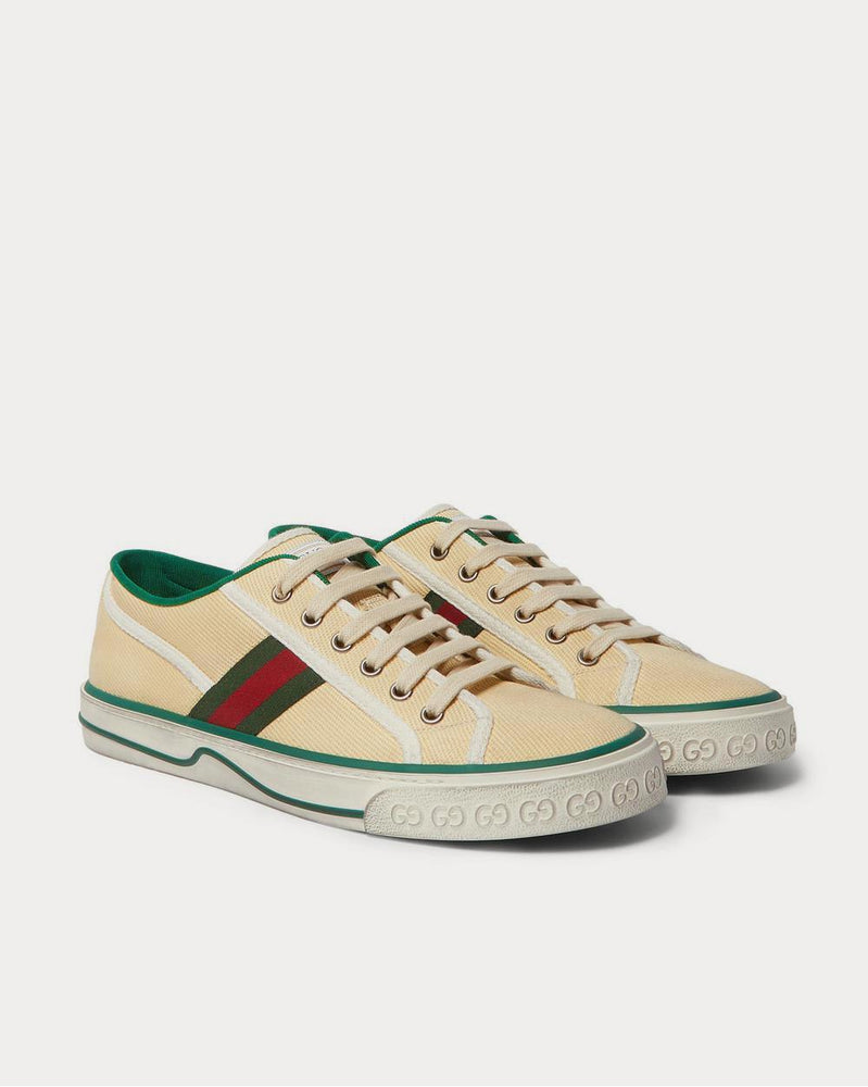 Gucci Distressed Canvas and Webbing  Cream low top sneakers - 2