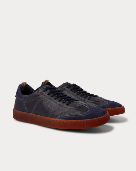 Officine Creative Kombo Nubuck-Trimmed Leather  Blue low top sneakers - 2