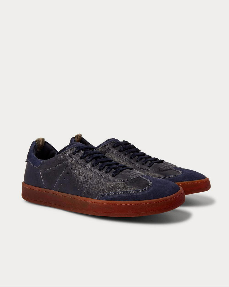 Officine Creative Kombo Nubuck-Trimmed Leather  Blue low top sneakers - 2