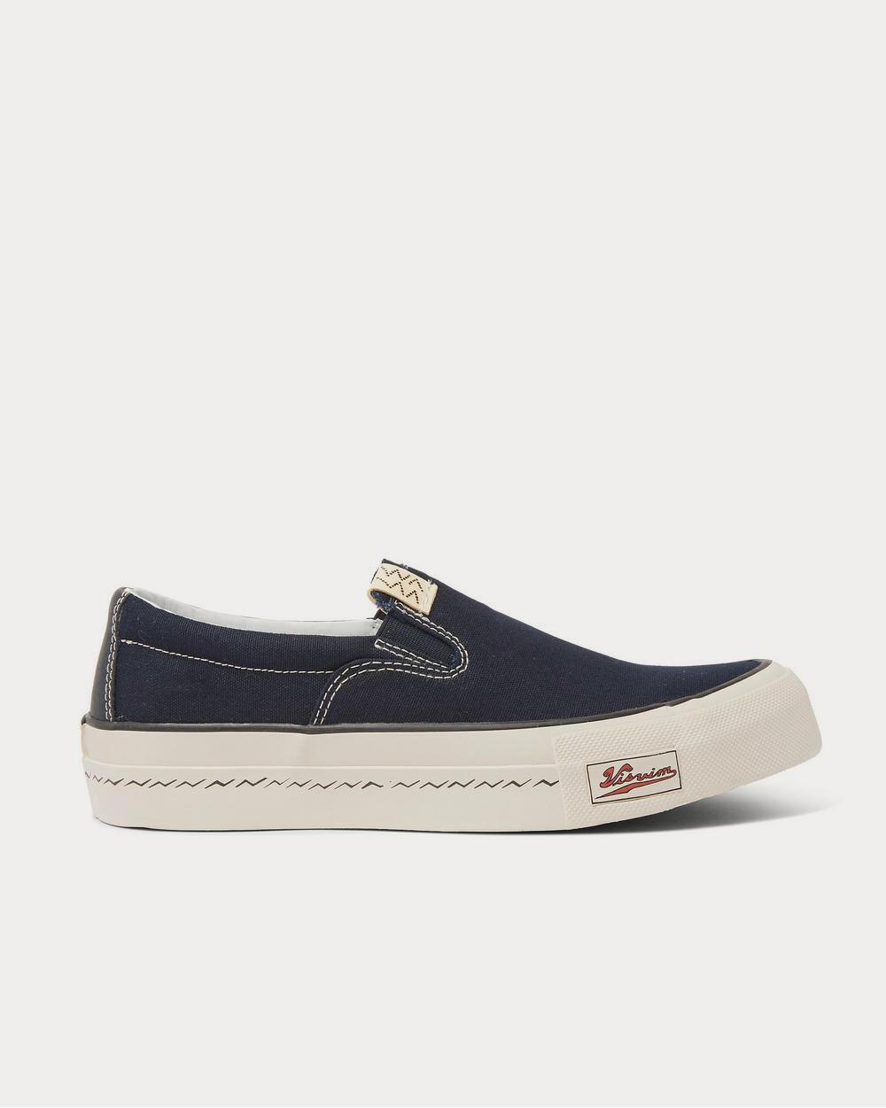 Visvim Men's Skagway Leather-Trimmed Canvas Slip-On Navy low top