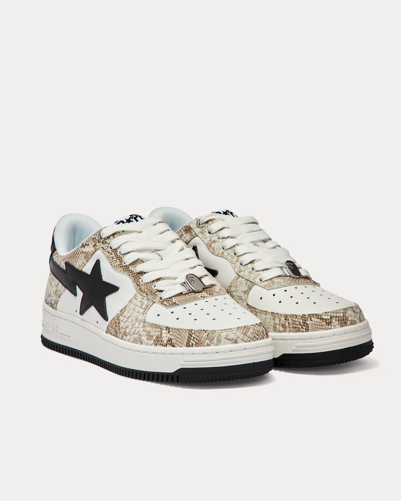 A Bathing APE Bape Sta Snake Beige Low Top Sneakers - 3