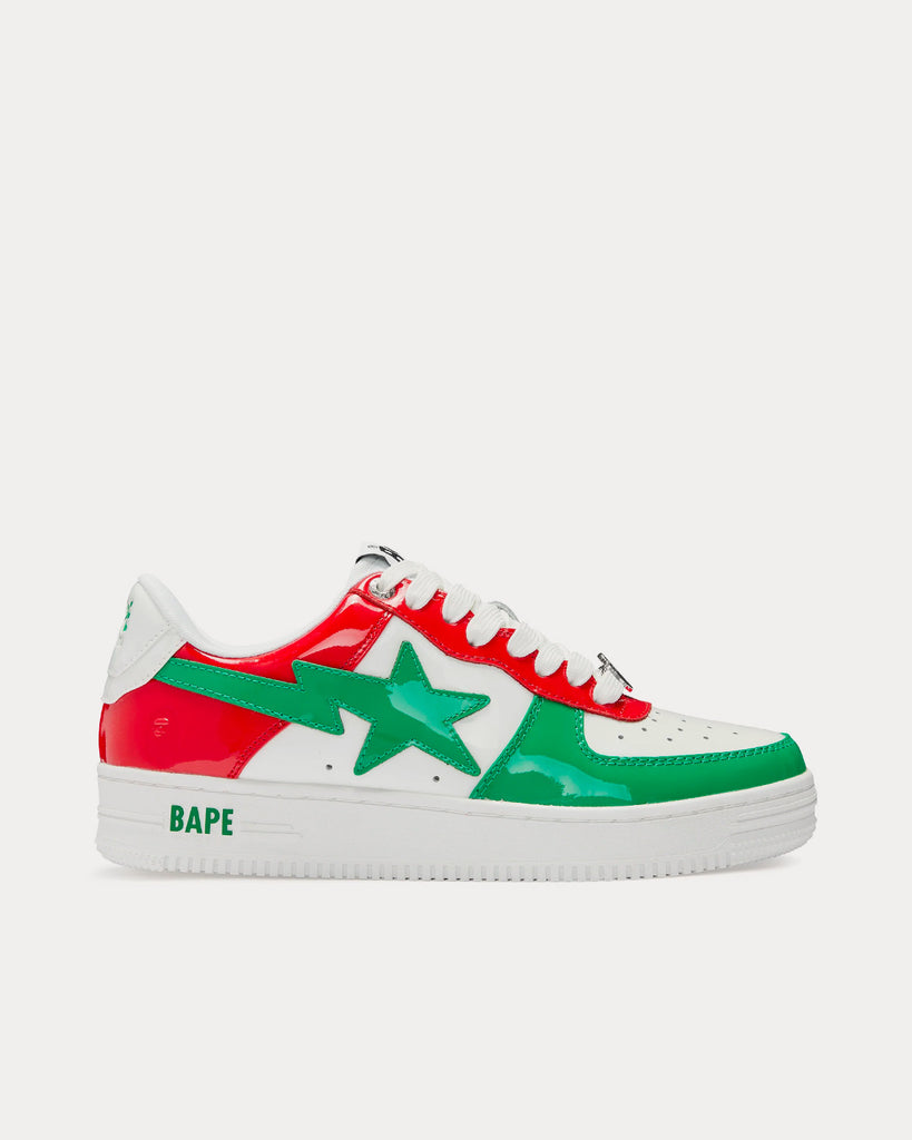 Green and top red shoes