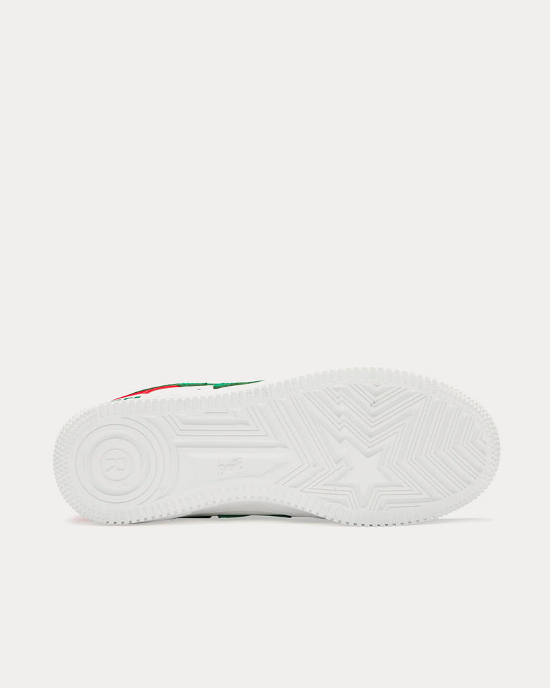 A Bathing APE BAPE Sta M1 White / Green / Red Low Top Sneakers - 5