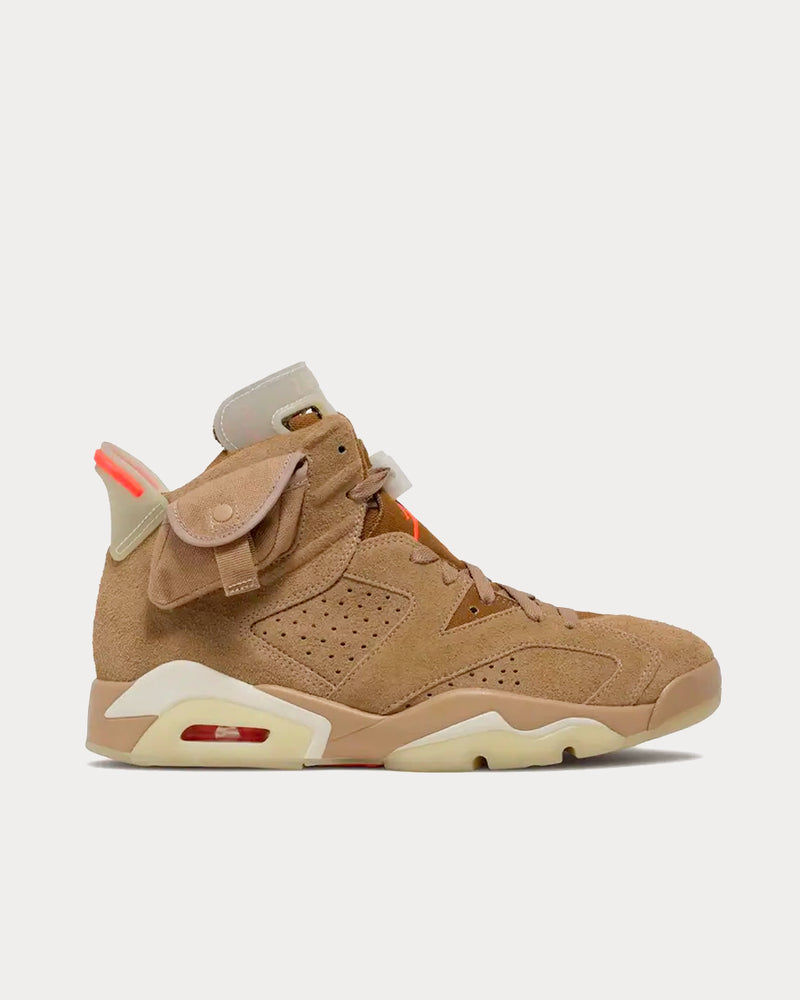 Nike x Travis Scott Air Jordan 6 Retro British Khaki High Top Sneakers - 1