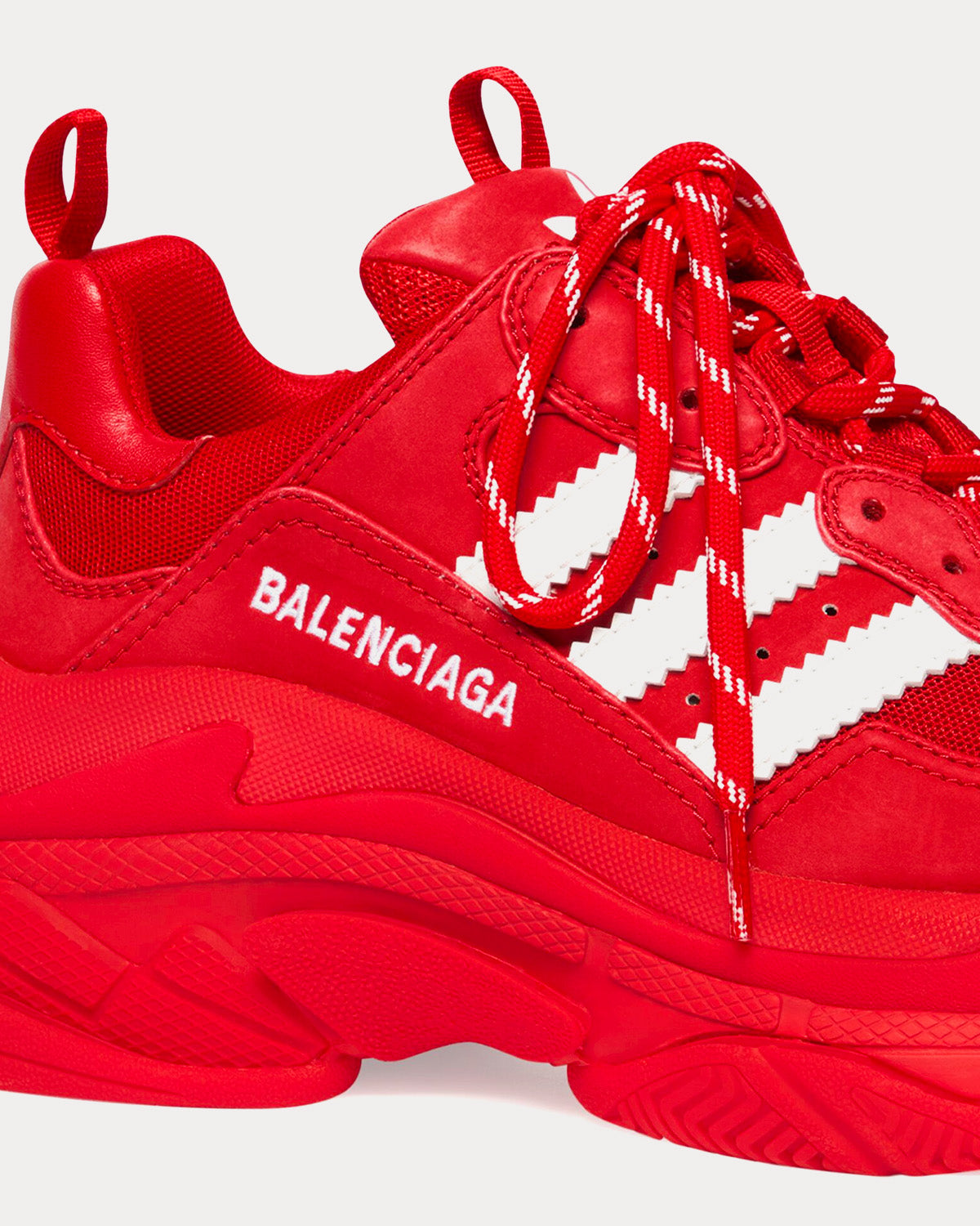 Balenciaga x Adidas - Triple S Double Foam & Mesh Red / White Low Top Sneakers