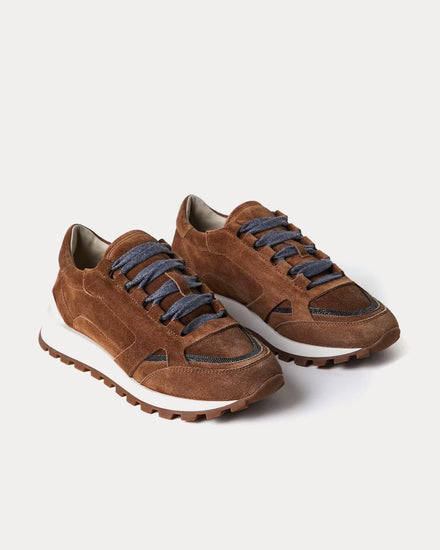 Brunello Cucinelli Women's Suede runners with Monili Copper