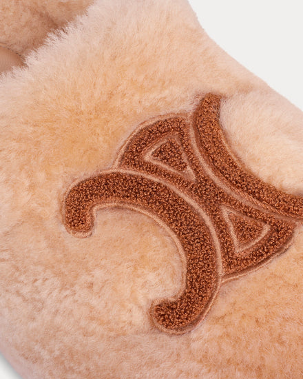 Celine Shearling Fur Mule Cream Slip Ons - 4