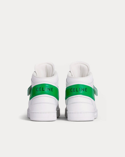Celine CT-03 Calfskin Optic White / Green High Top Sneakers - 3