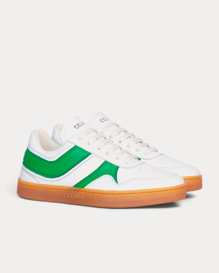 Celine Lace-up Optic White / Flash Green / Beige Low Top Sneakers - 2