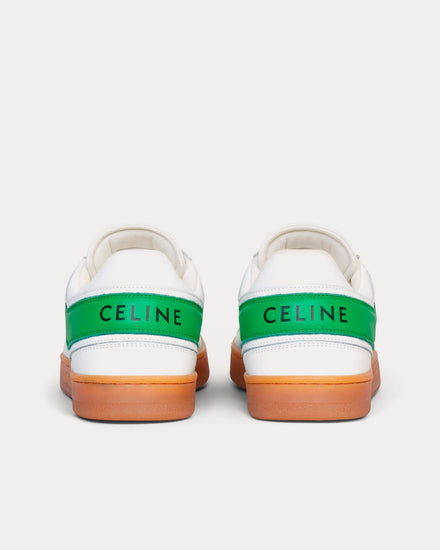 Celine Lace-up Optic White / Flash Green / Beige Low Top Sneakers - 3