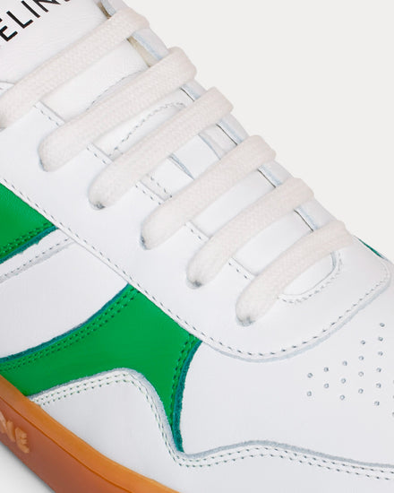 Celine Lace-up Optic White / Flash Green / Beige Low Top Sneakers - 4
