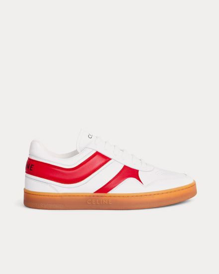Celine Lace-Up Optic White / Red / Beige Low Top Sneakers - 1
