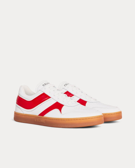 Celine Lace-Up Optic White / Red / Beige Low Top Sneakers - 2
