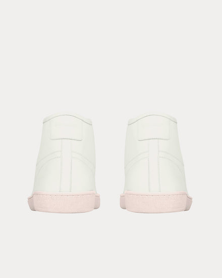 Saint Laurent SL/39 Court Classic Grained Leather White / Pink Mid Top Sneakers - 4