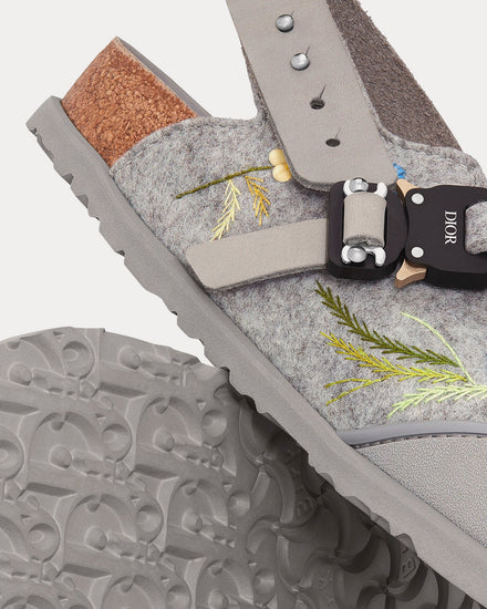 サンダル DIOR BY BIRKENSTOCK MILANO SANDAL Gray Felted Wool Dior By Birkenstock Milano Sandal Grey Felt Wool Slingback
