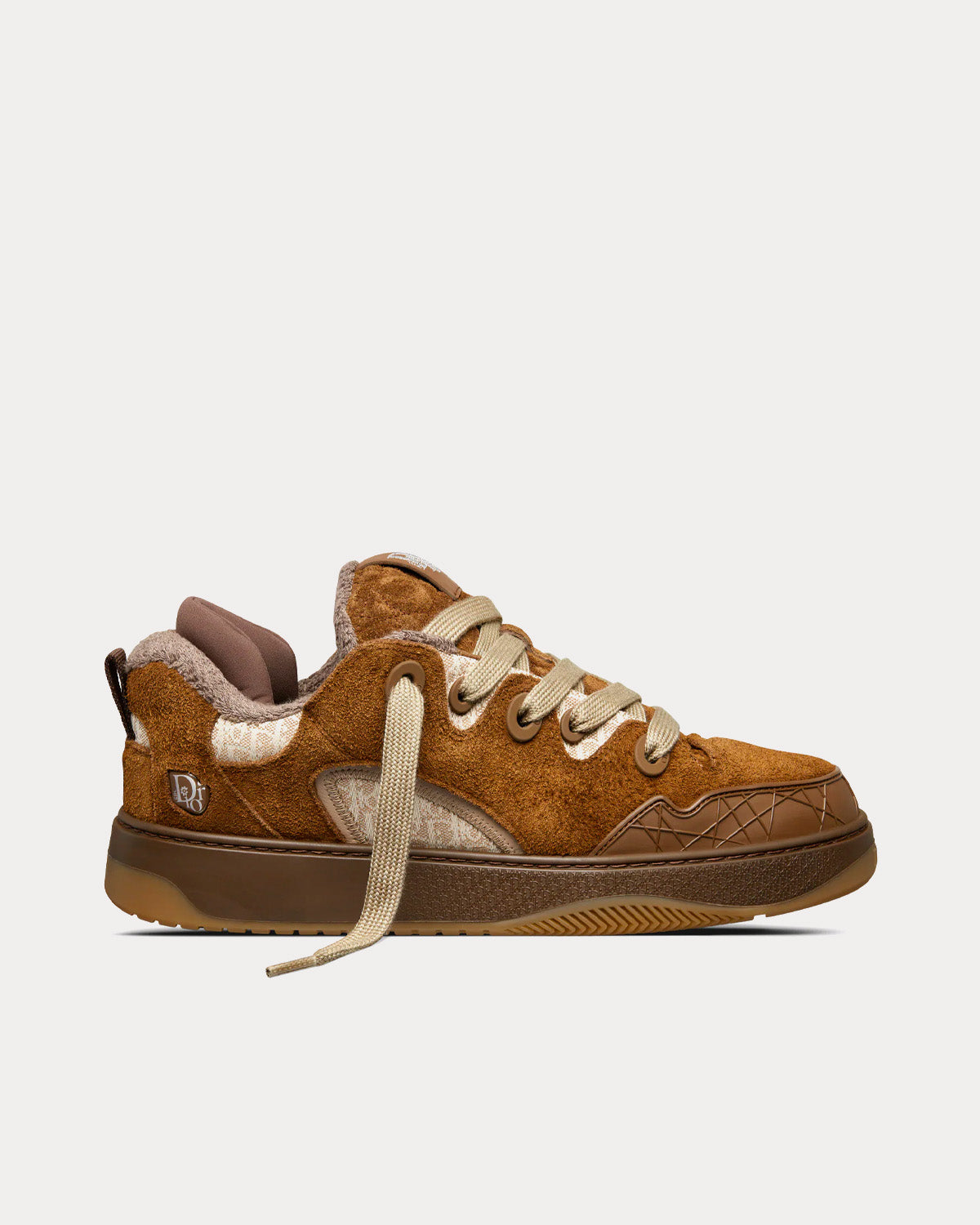 Dior x ERL - B9S Skater Limited And Numbered Edition Brown Suede with Brown and Beige Dior Oblique Jacquard Low Top Sneakers