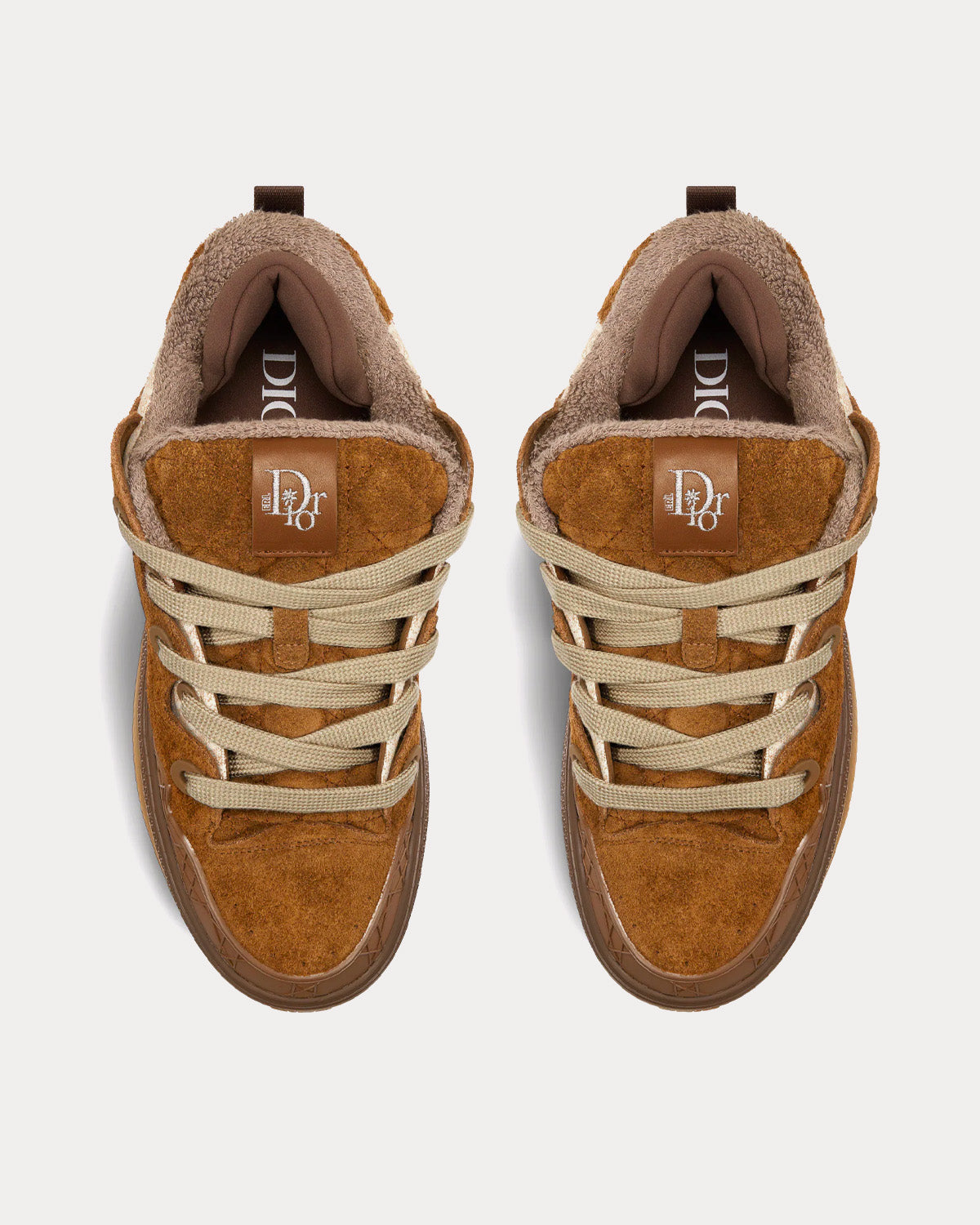 Dior x ERL - B9S Skater Limited And Numbered Edition Brown Suede with Brown and Beige Dior Oblique Jacquard Low Top Sneakers