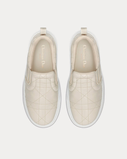 Dior Solar White Quilted Cannage Calfskin Slip On Sneakers - 2