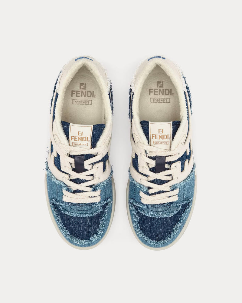 Fendi Men's Match Denim Blue Low Top Sneakers & Trainers