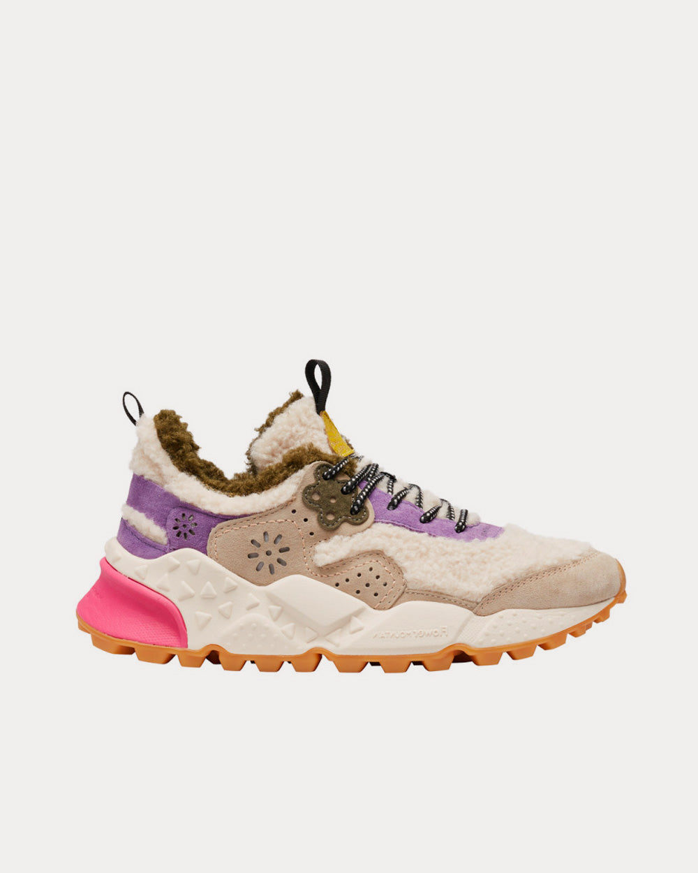 Flower Mountain - Kotetsu Faux Shearling Beige / Purple Low Top Sneakers