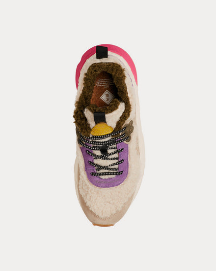 Flower Mountain Kotetsu Faux Shearling Beige / Purple Low Top Sneakers - 2