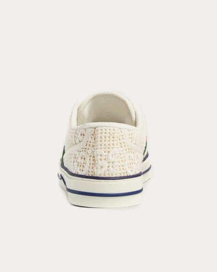 Gucci Tennis 1977 GG Embroidered Crochet Cotton Ivory / White Low Top Sneakers - 3