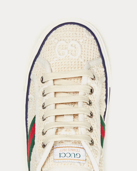 Gucci Tennis 1977 GG Embroidered Crochet Cotton Ivory / White Low Top Sneakers - 4