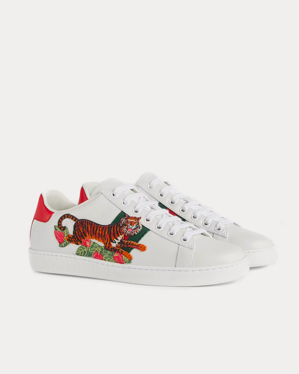 Gucci - Tiger Ace Leather White Low Top Sneakers