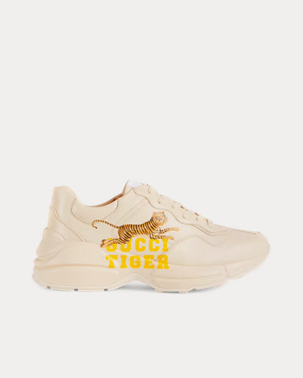 Gucci Tiger Rhyton Leather Ivory Low Top Sneakers - 1