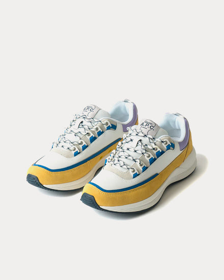 A.P.C. x Brain Dead Jay White / Yellow / Blue Low Top Sneakers - 3