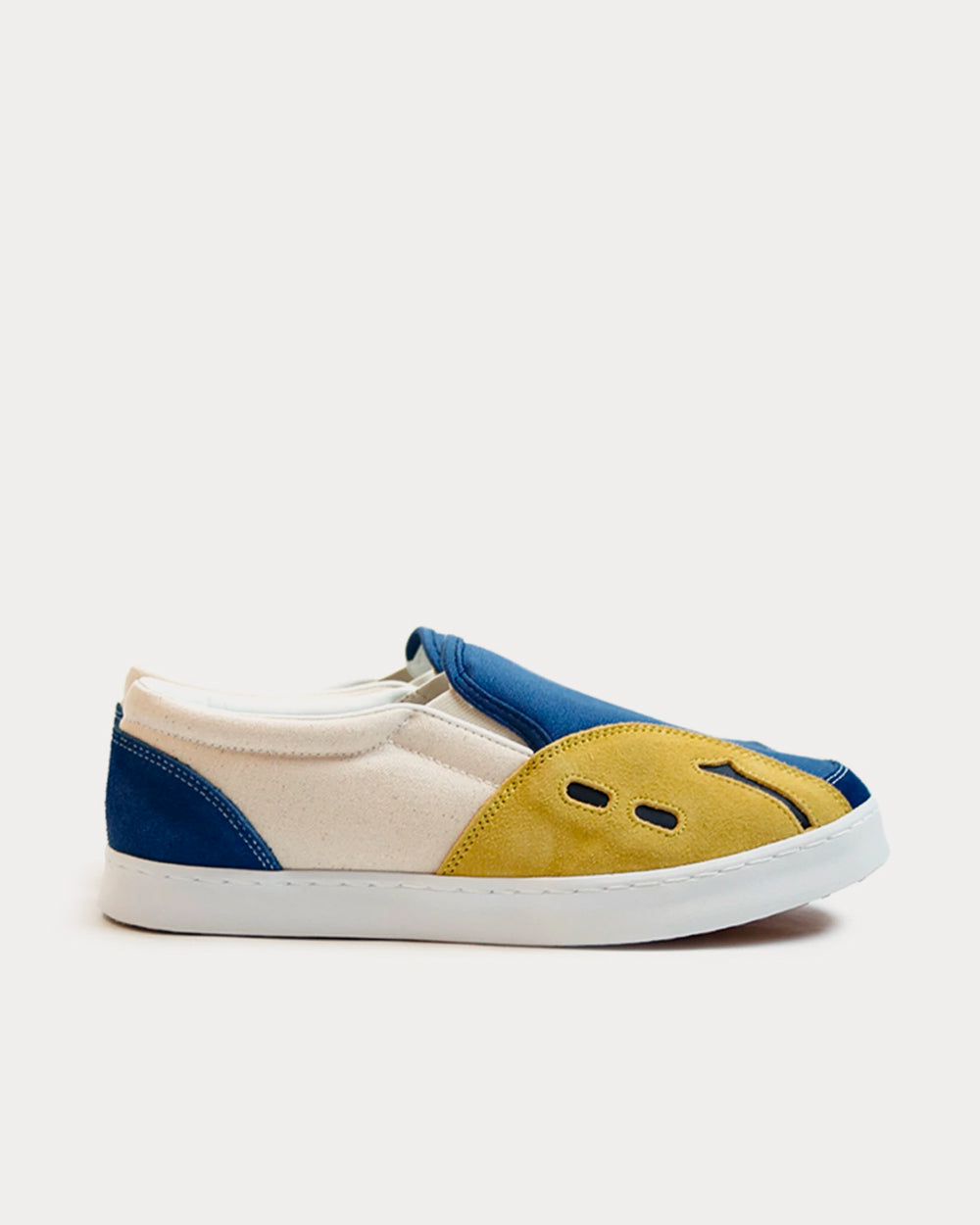 Kapital Men's Rain Smile Natural & Blue Slip On Sneakers