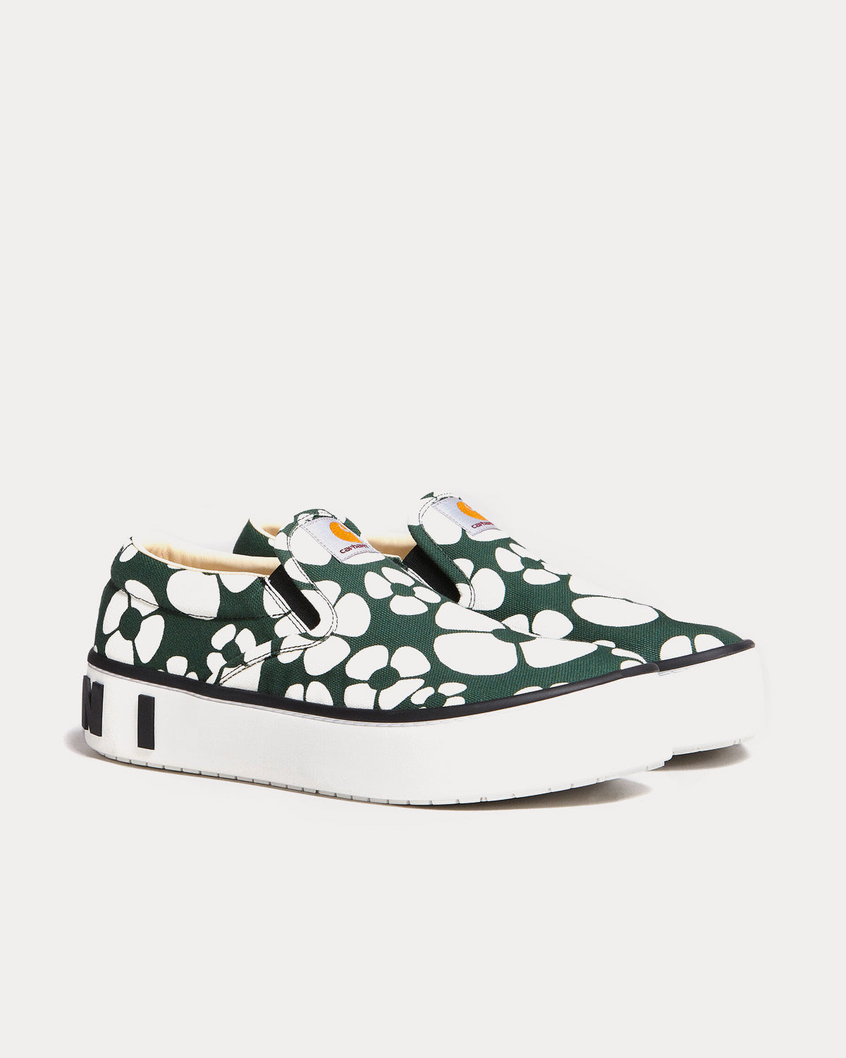 Marni x Carhartt - Canvas Forest Green / Stone White Slip On Sneakers