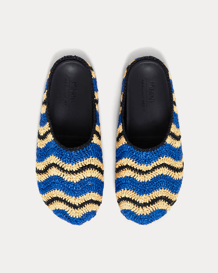 Marni x No Vacancy Inn Fussbett Crochet Raffia Sabot Blue Slip Ons - 2