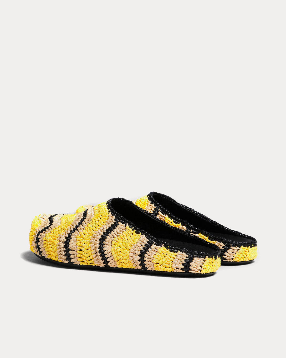 Marni x No Vacancy Inn - Fussbett Crochet Raffia Sabot Yellow Slip Ons