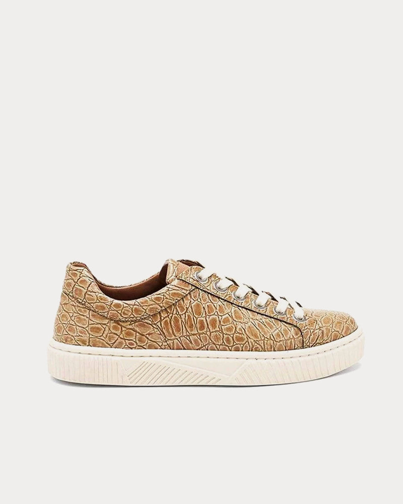 Mireia Playà Idris Vegan Patent Leather Beige Croc Low Top Sneakers - 1