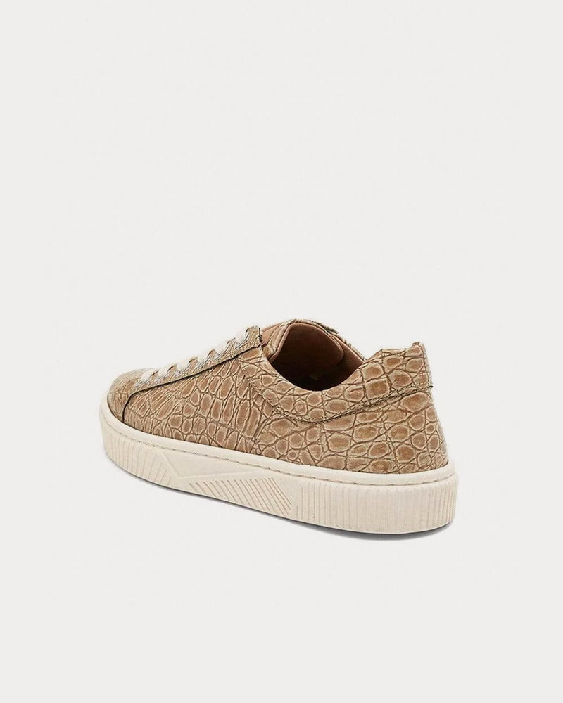 Mireia Playà Idris Vegan Patent Leather Beige Croc Low Top Sneakers - 3