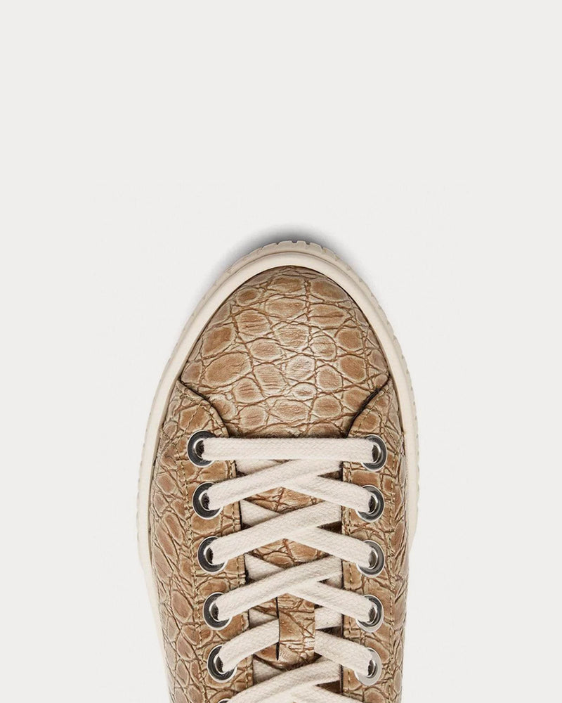 Mireia Playà Idris Vegan Patent Leather Beige Croc Low Top Sneakers - 4