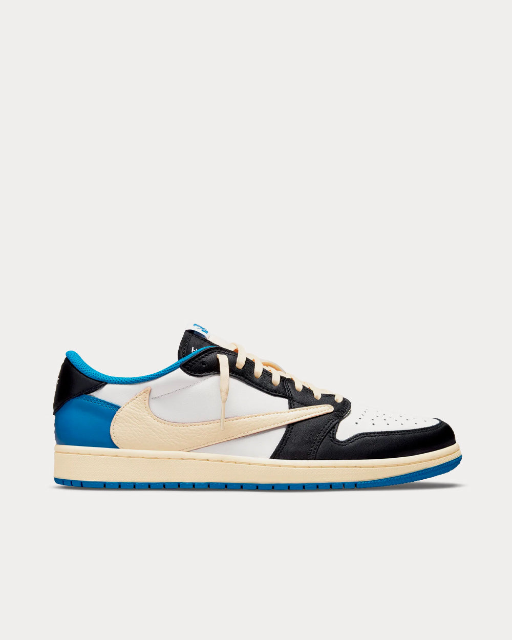 Nike Travis Scott x Fragment Design Air Jordan 1 OG Sail / Military Blue / Black Low Top Sneakers - in