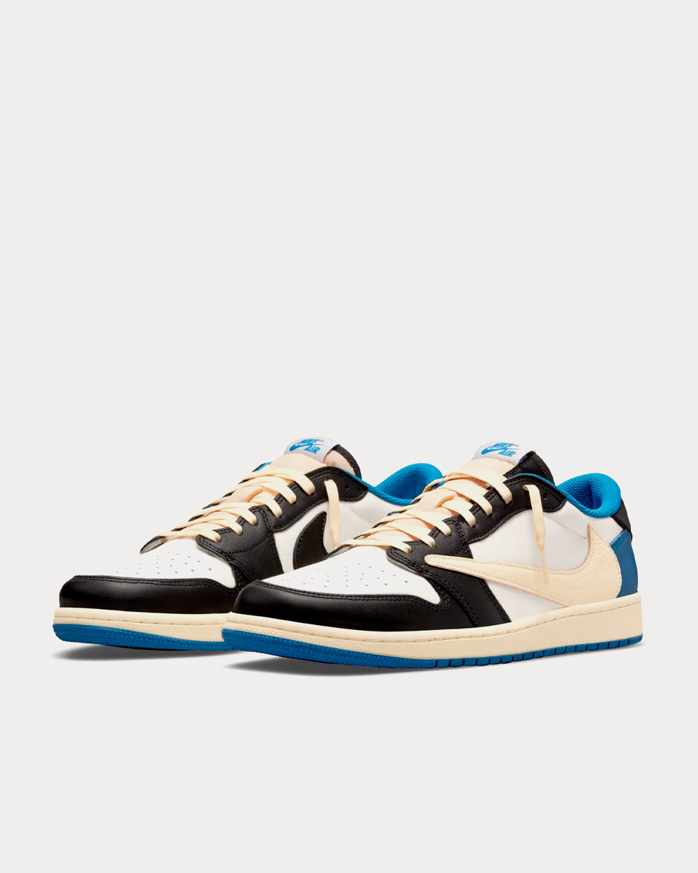 Nike x Travis Scott - x Fragment Design Air Jordan 1 Low OG Sail / Military Blue / Black Low Top Sneakers