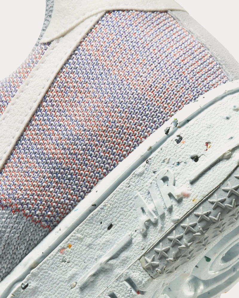 Nike Air Force 1 Crater Flyknit Wolf Grey / Pure Platinum / Gym Red / White Low Top Sneakers - 6