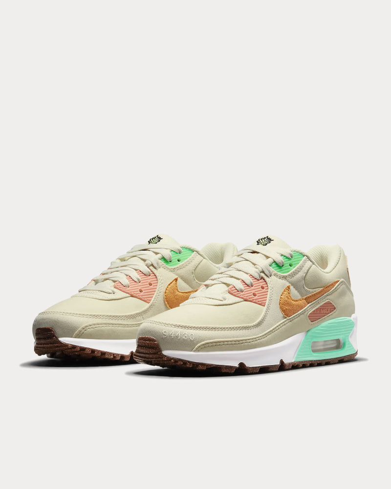 Nike Air Max 90 LX Coconut Milk / Green Glow / Light Bone / Metallic Gold Low Top Sneakers - 2