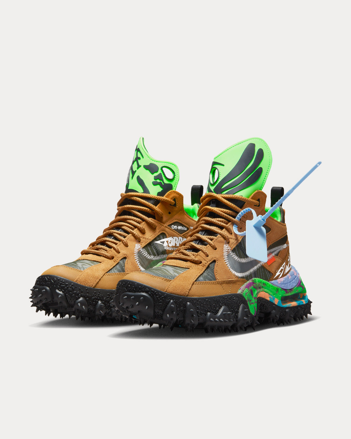 Nike x Off-White - Terra Forma Wheat and Green Strike Low Top Sneakers